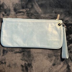 Hobo International Leather Wristlet Clutch Light Blue